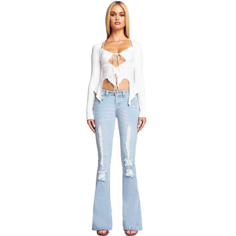 I.AM.GIA Alvaro Jeans Wide Leg Distressed Stretch Denim Womens Size Medium 29